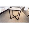 Image 4 : NATUZZI ITALIA TITANO END TABLE. WHITE MARBLE TOP WITH BLACK METAL LEGS. 16X16" RETAIL $1250