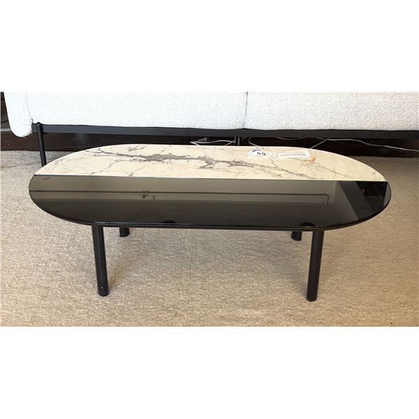 CALLIGARIS BAM COFFEE TABLE. MADE IN ITALY. BLACK MIRROR AND MARBLE CERAMIC SURFACE WITH BLACK