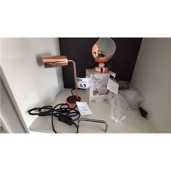 THREE FRANDSEN WALL MOUNT LAMPS IN POLISHED COPPER. TOTAL RETAIL $860
