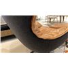 Image 3 : EQ3 MADE IN CANADA ARIE LEATHER SWIVEL CHAIR AND OTTOMAN. COACHELLA LANA LEATHER WITH BLACK BASE
