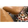 Image 5 : EQ3 MADE IN CANADA ARIE LEATHER SWIVEL CHAIR AND OTTOMAN. COACHELLA LANA LEATHER WITH BLACK BASE