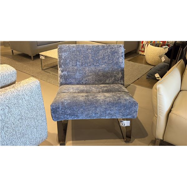 GAMMA. LOFT. LITTLE ARM CHAIR-MADE IN ITALY. UPHOLSTERED TOP WITH SMOKY CHROME  METAL BASE