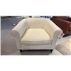 Image 1 : EQ3 MADE IN CANADA SLOPE CHAIR. SPINDLE LEGS. BOUCLE CREAM RETAIL $1900