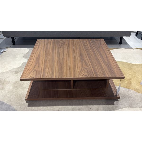 EQ3 MADE IN CANADA PLANK SQUARE COFFEE TABLE BY TOM CHUNG. WALNUT 38" X 38" RETAIL $1600