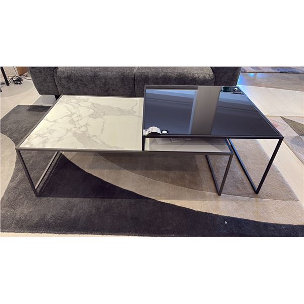 TRICA 2 PIECE COFFEE TABLE $3,150 RETAIL. CANADIAN MADE. 60" X 30"