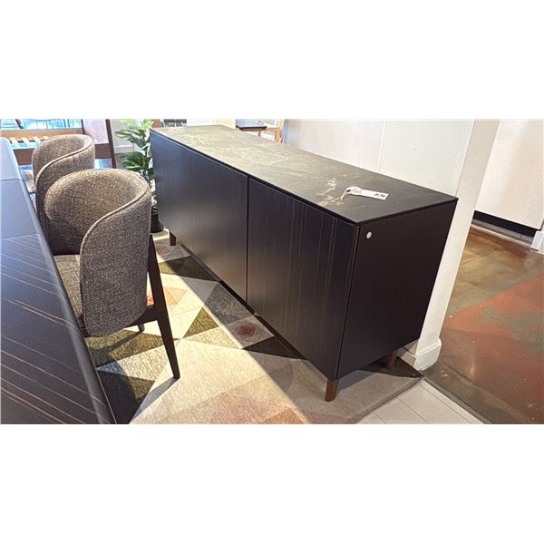 CALLIGARIS MADE IN ITALY UNIVERSAL CABINET. CERAMIC BLACK MARBLE LOOK TOP. 6' L. BASE LEGS ARE