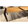 Image 6 : MADE IN EUROPE BEAUTIFUL WOOD TABLE WITH 2 BUILT IN EXTENSIONS. SOLID OAK TOP. 6'-8'4" WITH