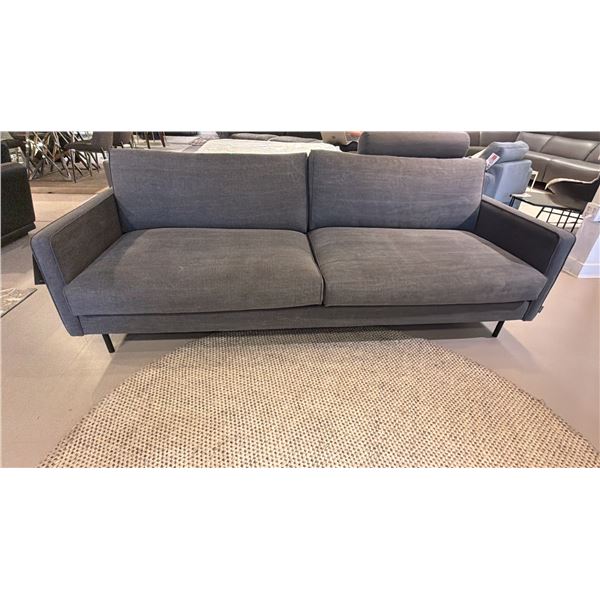 FURNINOVA SCANDINAVIAN MADE SOFA. REMOVABLE HEAD REST. 7'W. NON SLIP CUSHION BOTTOMS, GREY