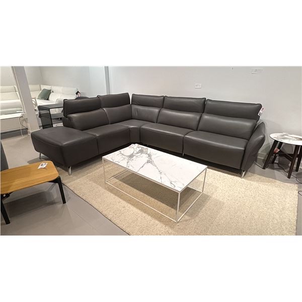 BELLINI MODERN LIVING MADE IN ITALY LEFT HAND FACING SECTIONAL WITH ONE POWER RECLINER. GREY FULL