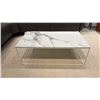 Image 1 : CALLIGARIS MADE IN ITALY CERAMIC TOP COFFEE TABLE. 42" X 24" WITH WHITE METAL BASE. RETAIL $2550
