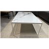 Image 2 : CALLIGARIS MADE IN ITALY CERAMIC TOP COFFEE TABLE. 42" X 24" WITH WHITE METAL BASE. RETAIL $2550