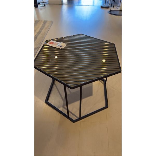 CALLIGARIS MADE IN ITALY RENNEE HEX SHAPED COFFEE TABLE. WAVE EFFECT, TEMPERED MIRRORED BRONZE GLASS