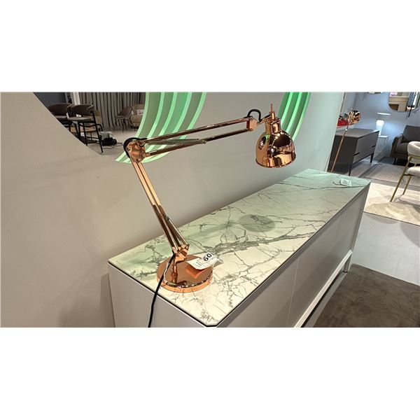 FRANDSEN POLISHED COPPER DIRECTIONAL TABLE LAMP WITH SPRING ADJUST. RETAIL $550