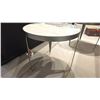 Image 1 : NATUZZI ITALIA HERMAN END TABLE. PEWTER METAL BASE, GREY MARBLE TOP. 22"D RETAIL $2100
