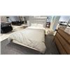 Image 1 : EQ3 MADE IN CANADA NARA QUEEN BED FRAME (MATTRESS NOT INCLUDED). ARCTIC PEBBLE FABRIC WITH