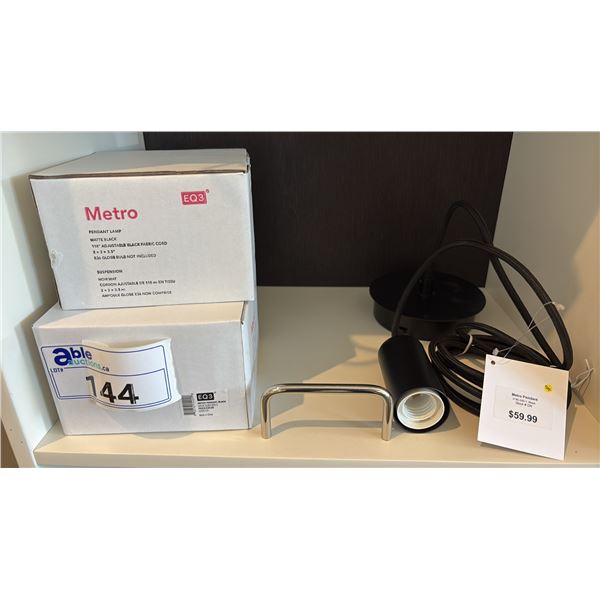 PAIR OF EQ3 BLACK METRO PENDANT LIGHTS