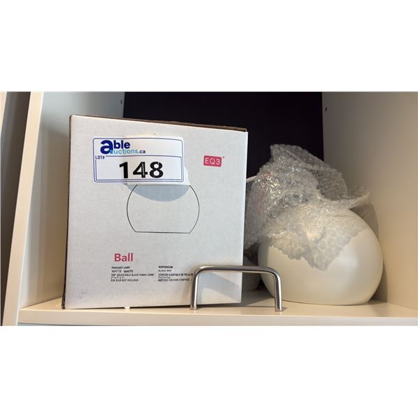 EQ3 WHITE BALL PENDANT LAMP. 7"