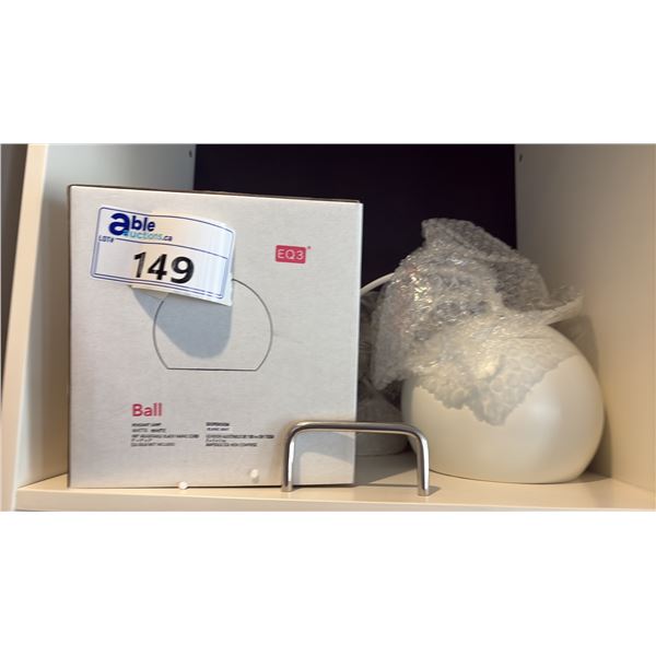 EQ3 WHITE BALL PENDANT LAMP. 7"