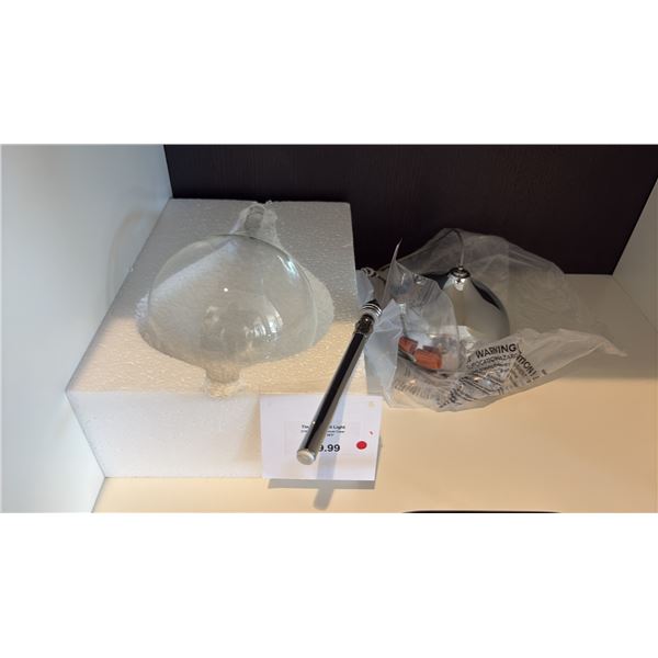 GROUP OF 2 EQ3 GLASS PENDANT LAMPS. 55" CABLE, 5"D GLOBE