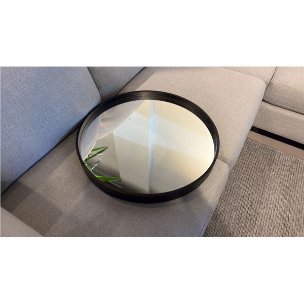 EQ3 CONNER 19" ROUND MIRROR. BLACK FRAME. 2" DEEP