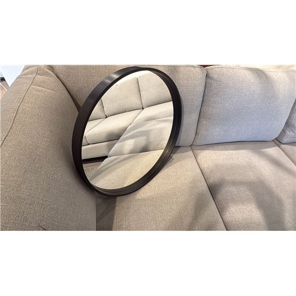 EQ3 CONNER 19" ROUND MIRROR. BLACK FRAME. 2" DEEP