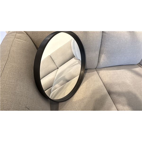 EQ3 CONNER 19" ROUND MIRROR. BLACK FRAME. 2" DEEP
