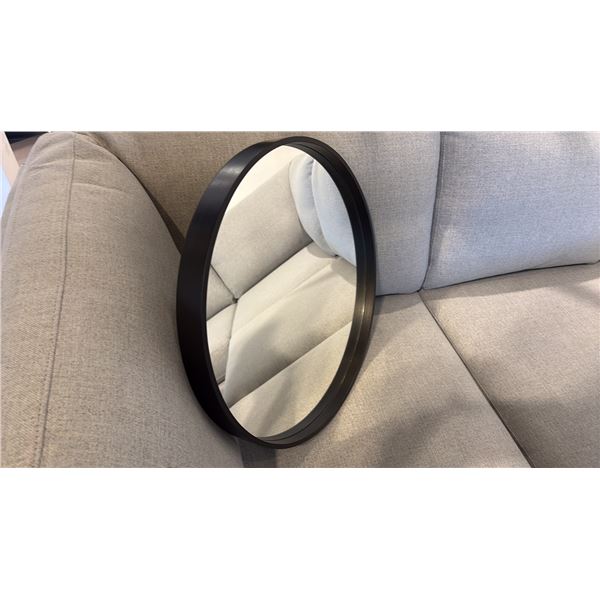 EQ3 CONNER 19" ROUND MIRROR. BLACK FRAME. 2" DEEP