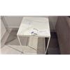 Image 1 : MADE IN BULGARIA THIN SIDE TABLE. CERAMIC TOP WITH MAGNETIC FASTENING. WHITE METAL FRAME.
