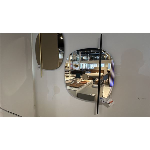 CALLIGARIS WALL MIRROR. 26" X 26". BLACK METAL ACCENT. RETAIL $670