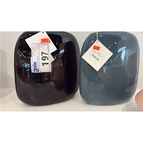 PAIR OF CALLIGARIS 'FLAVOUR' GLOSSY CERAMIC VASES. RETAIL $430