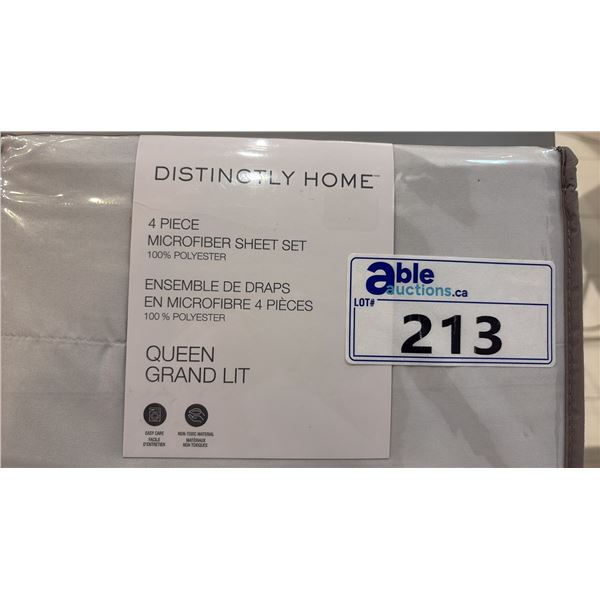 DISTINCTLY HOME 4 PC MICROFIBER SHEET SET-QUEEN-LIGHT GREY
