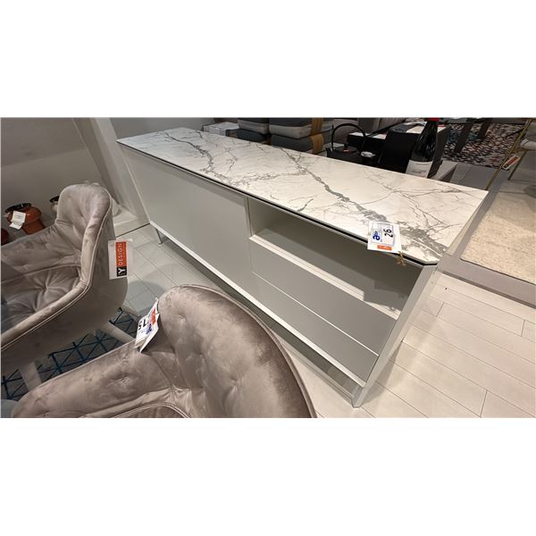 CALLIGARIS YORK SIDEBOARD IN MATTE WHITE. TWO DRAWERS. 72" X 19" RETAIL $7500