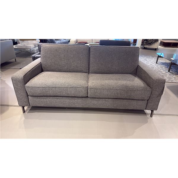 NATUZZI ITALIA CAPRICCIO SOFA BED WITH 56" FOAM MATTRESS. GREY FABRIC. RETAIL $6150