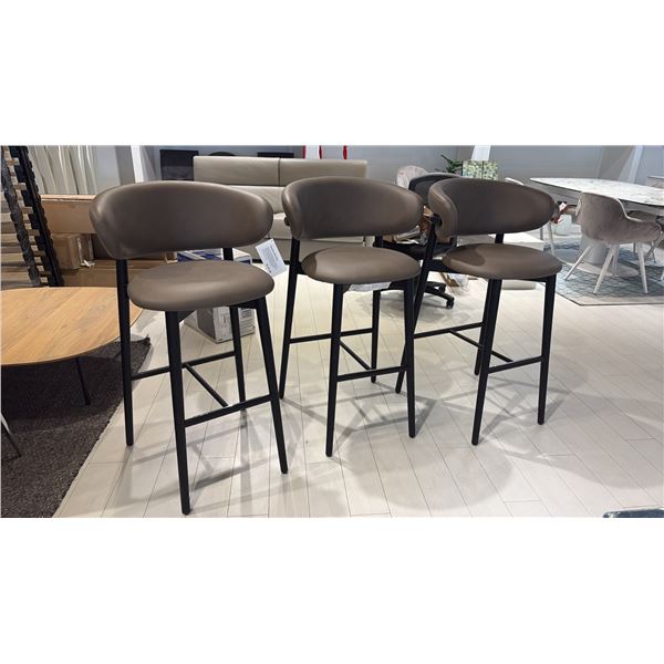 SET OF 3 CALLIGARIS OLEANDRO BAR STOOLS. MADE IN ITALY. COLOR IS MUD BROWN. RETAIL $4400
