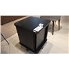 Image 3 : TAMBOUR DOOR END TABLE. VINTAGE INSPIRED, SOLID ASH SLATS. BLACK. RETAIL $500