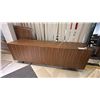 Image 1 : BELLINI ITALIAN HOME VICTOR SIDEBOARD. BEAUTIFUL PIECE. WALNUT WOOD. GLASS SHELVES. 3 DRAWERS.