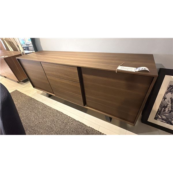 CALLIGARIS ITALIAN SECRET SIDEBOARD. 2 SIDE DOORS AND 3 DRAWERS. SOFT RETURN HARDWARE. 73"W