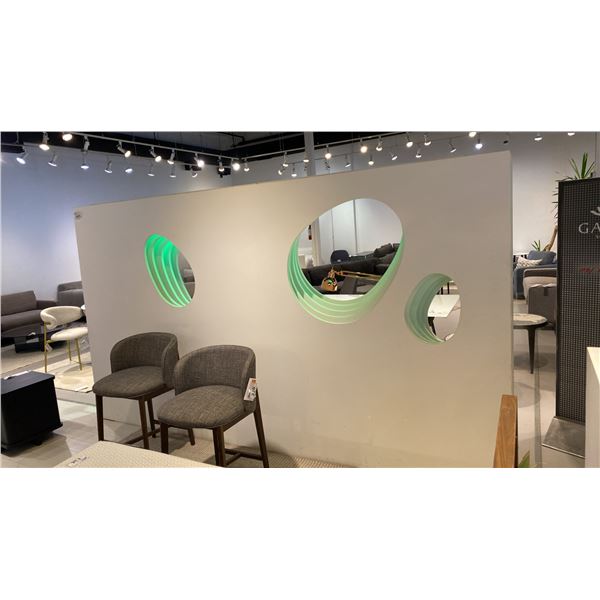 SUPER COOL DIVIDER WALL WITH VARIABLE COLOR LED LIGHTS. 11 1/2' WIDE X 6' 4" HIGH X 12" DEEP.
