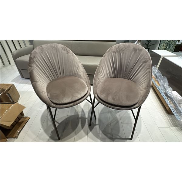 PAIR OF CALLIGARIS LILLY ARM CHAIRS. MADE IN ITALY. PLUSH PADDING. VENICE SAND UPHOLSTERY.