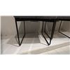 Image 2 : PAIR OF CALLIGARIS SIDE CHAIRS. SLENDER BLACK METAL FRAMES. GREY FABRIC.
