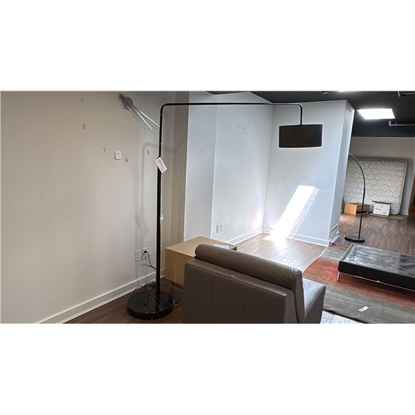 RAKU FLOOR LAMP. BLACK MARBLE BASE. UP TO 7' HIGH AND 7' ACROSS.