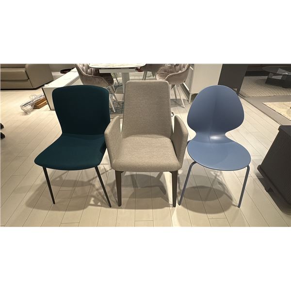GROUP OF 3 ASSORTED SIDE CHAIRS.