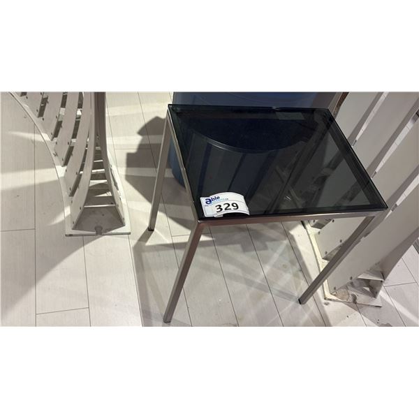 EQ3 GLASS TOP SIDE TABLE.