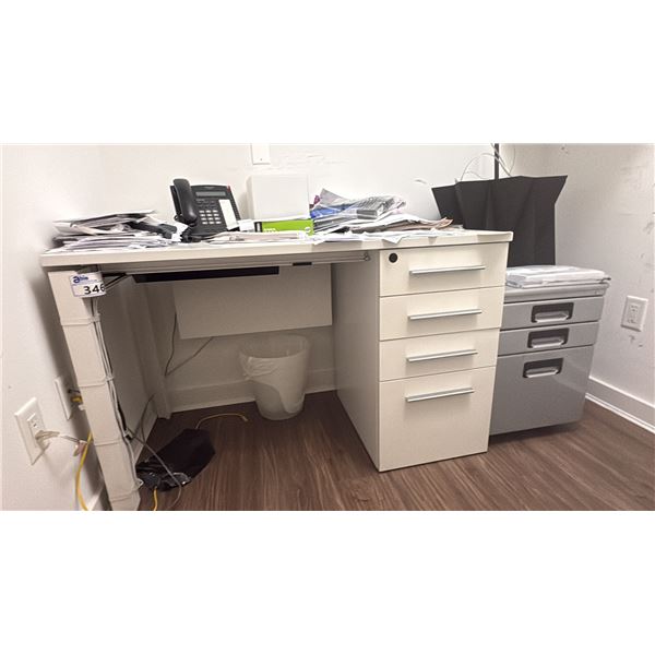JESPER 47" WIDE WHITE DESK AND EXTRA PEDESTAL. MADE IN DENMARK. NO CONTENTS.