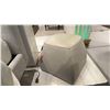 Image 1 : NATUZZI LIGHT GREY LEATHER OTTOMAN WITH CASTORS. 20" X 20" X 17"HIGH RETAIL $1000