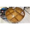 Image 2 : EQ3 TABLE WITH GLASS TOP. COULD BE USED FOR CURIOS. 19" DIAMETER. PLUS 28" X 28" PRINT