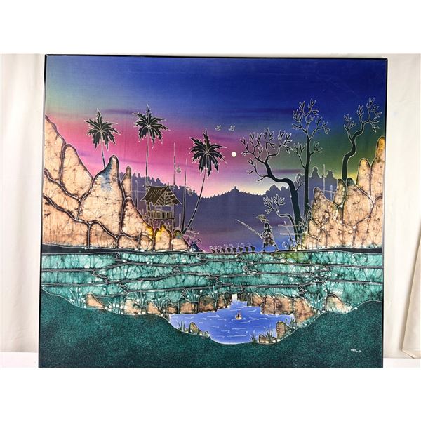 Balinese Batik fabric art piece 38" x 35"