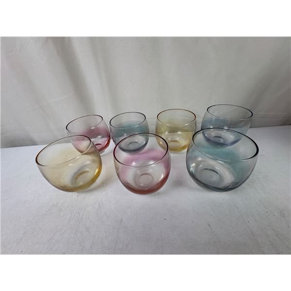 7 Iridescent Vintage Roly-Poly Glasses