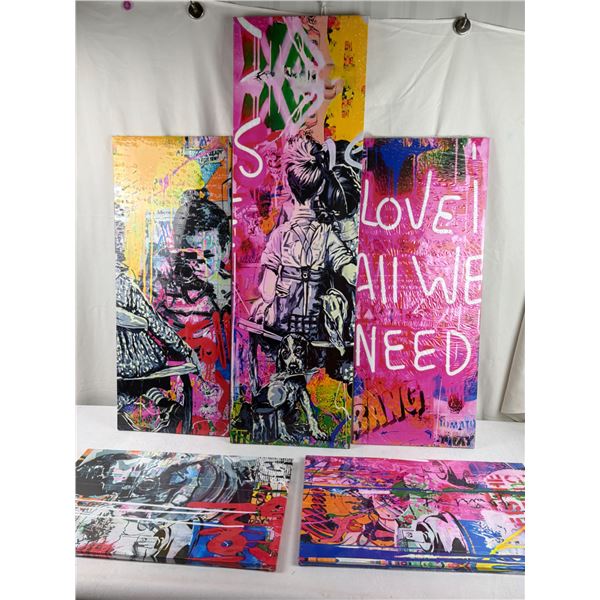 5 pcs Banksy Canvas Wall Art 60"x40"