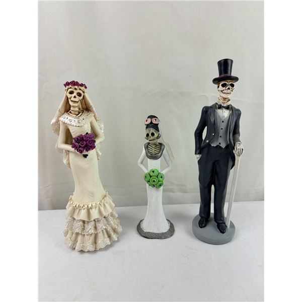 3 skeleton figures 8"-11"